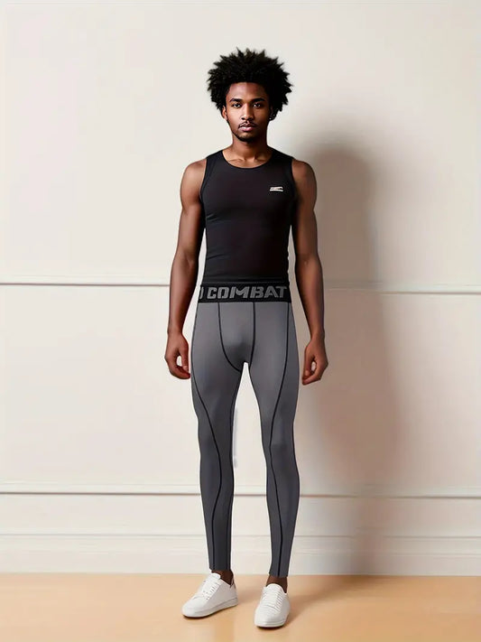 Men's High-Stretch Quick-Drying Compression Tight Pants - Charcoal Gray