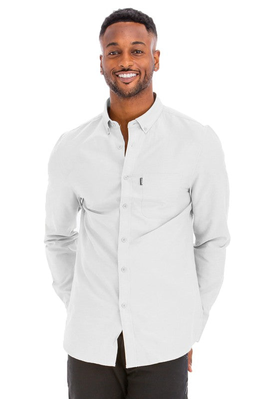 Men's Casual Long Sleeve Shirt - 3 Color Options - Up To 3XL