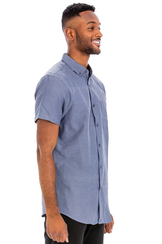 Men's Casual Short Sleeve Solid Shirt - 6 Color Options - Up To 2XL