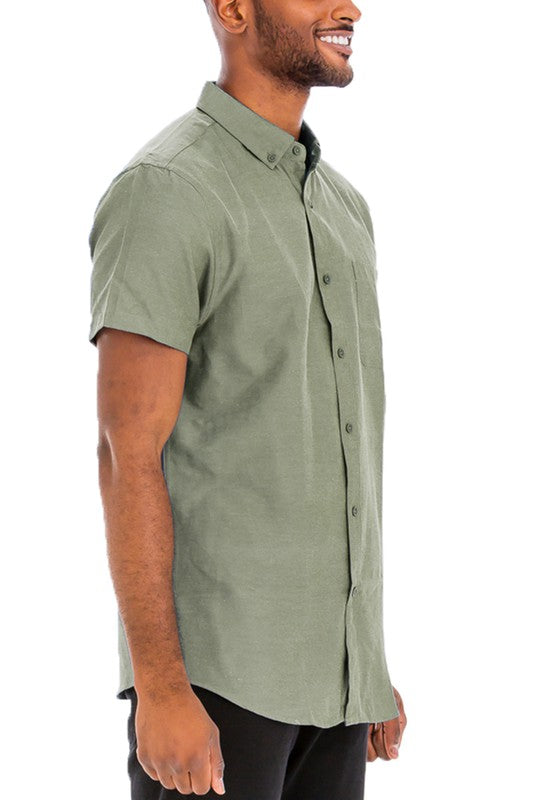 Men's Casual Short Sleeve Solid Shirt - 6 Color Options - Up To 2XL