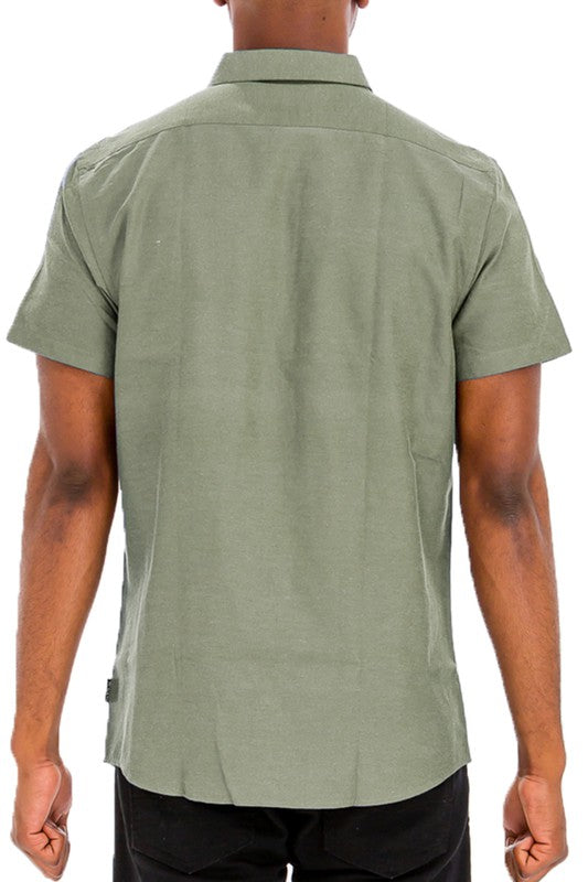 Men's Casual Short Sleeve Solid Shirt - 6 Color Options - Up To 2XL