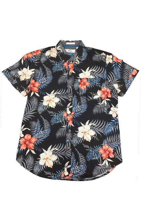 Men's Floral Hawaiian Button Down Casual Shirt - Up To 2XL