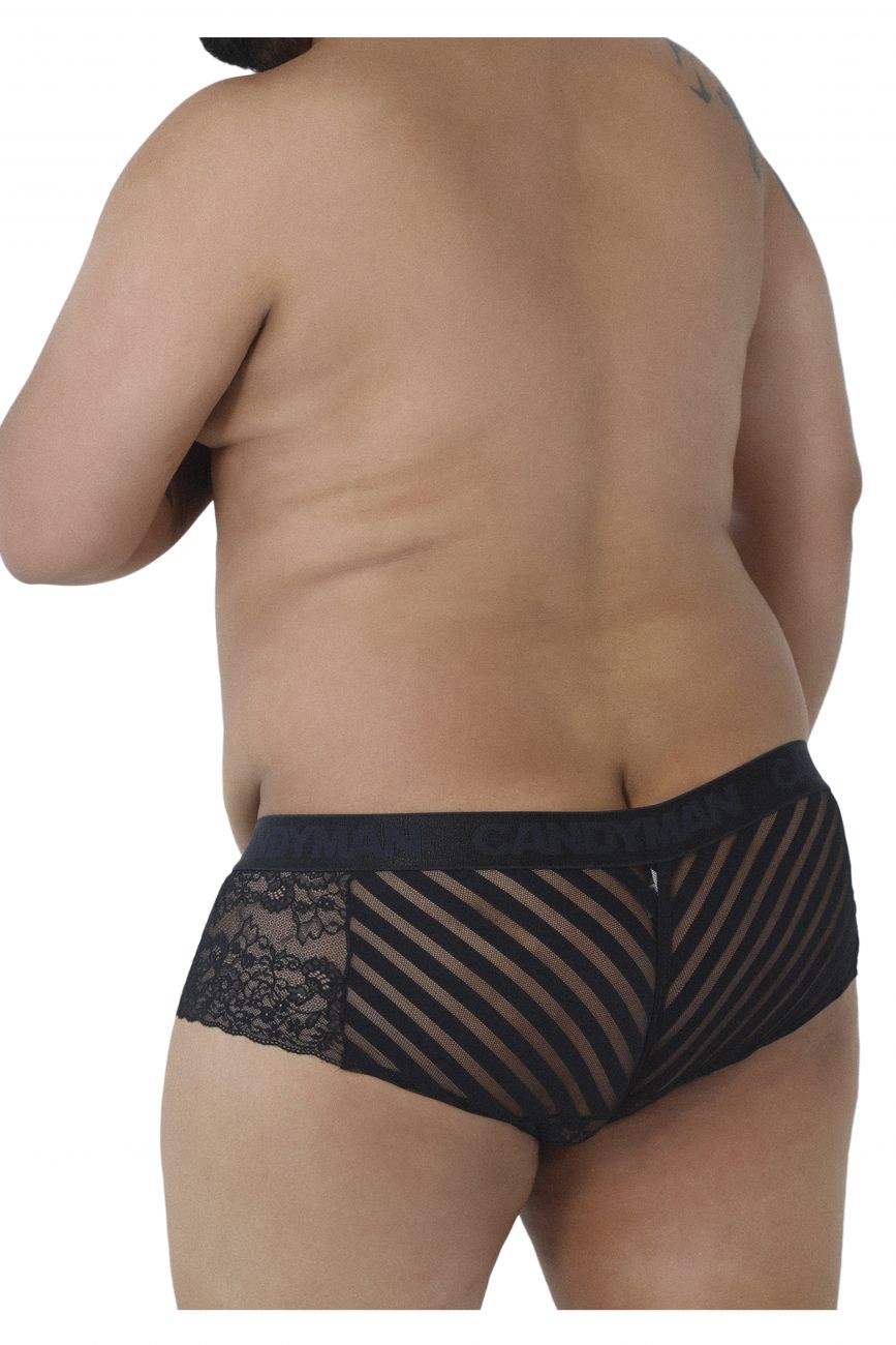 CandyMan 99393X Lace-Mesh Trunks Color Black