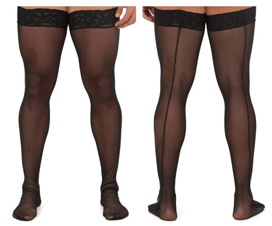 CandyMan 99533 Mesh Thigh Highs Color Black