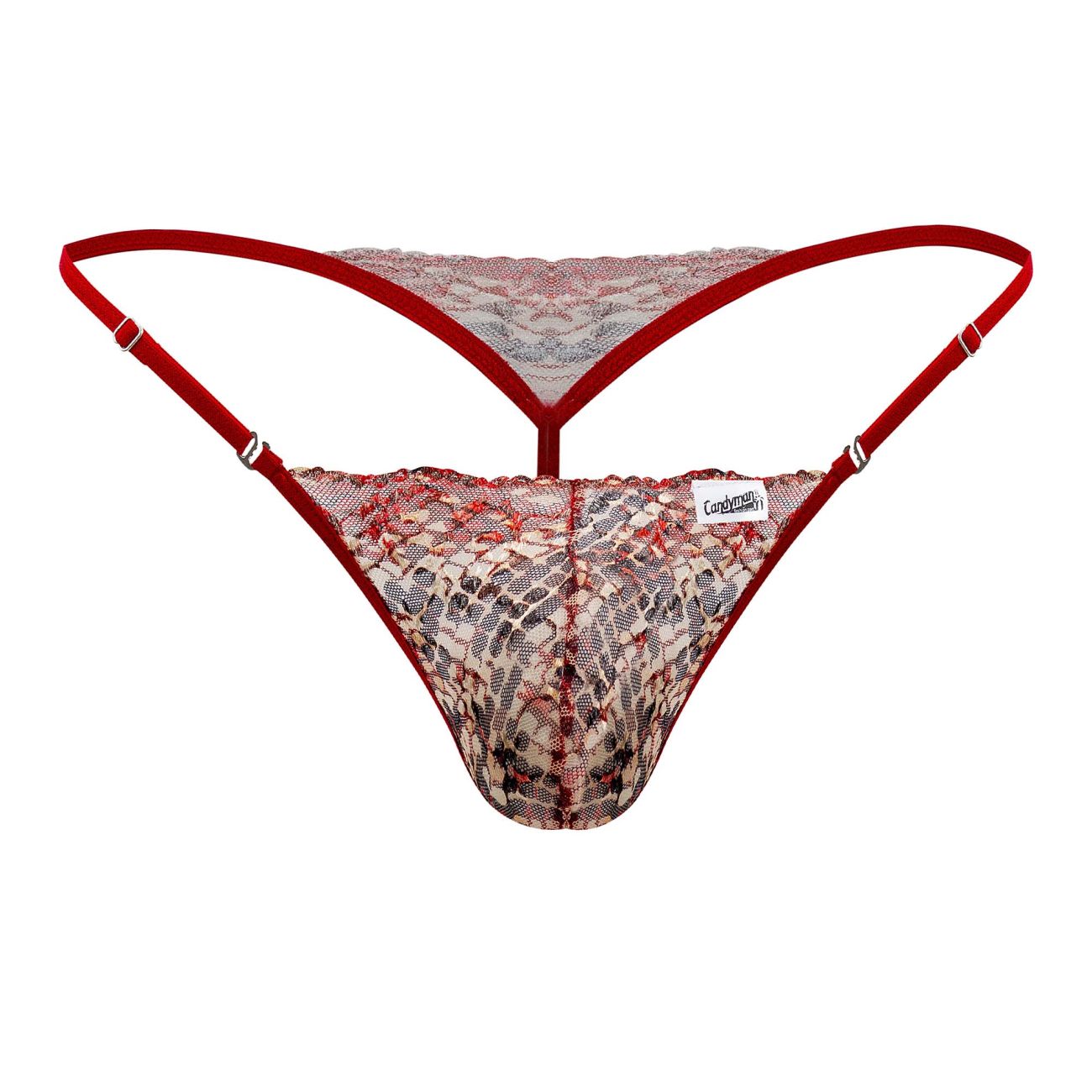 CandyMan 99685 Lace Thongs Color Red-Print