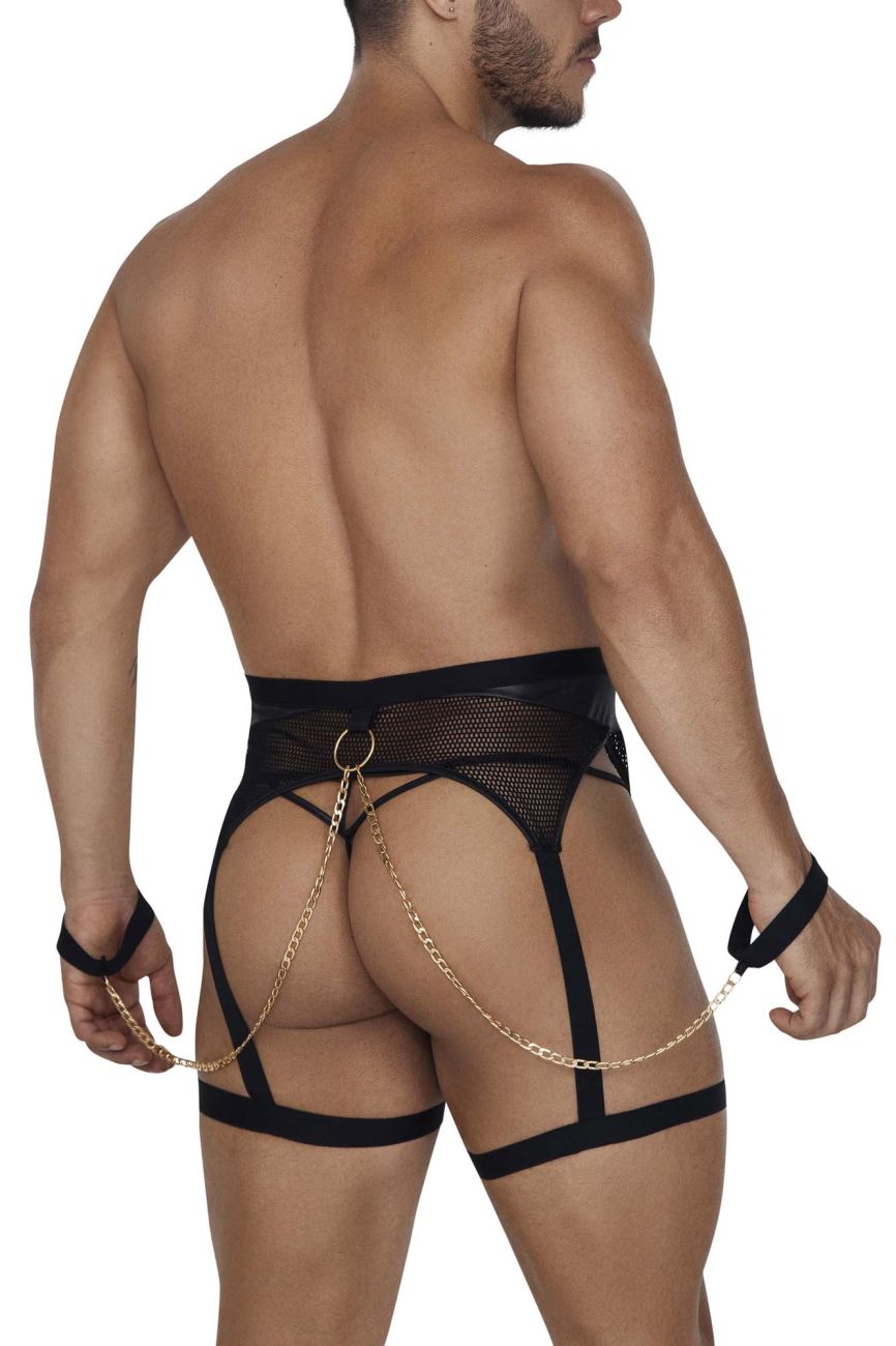 CandyMan 99690 Garter Thongs Two Piece Set Color Black