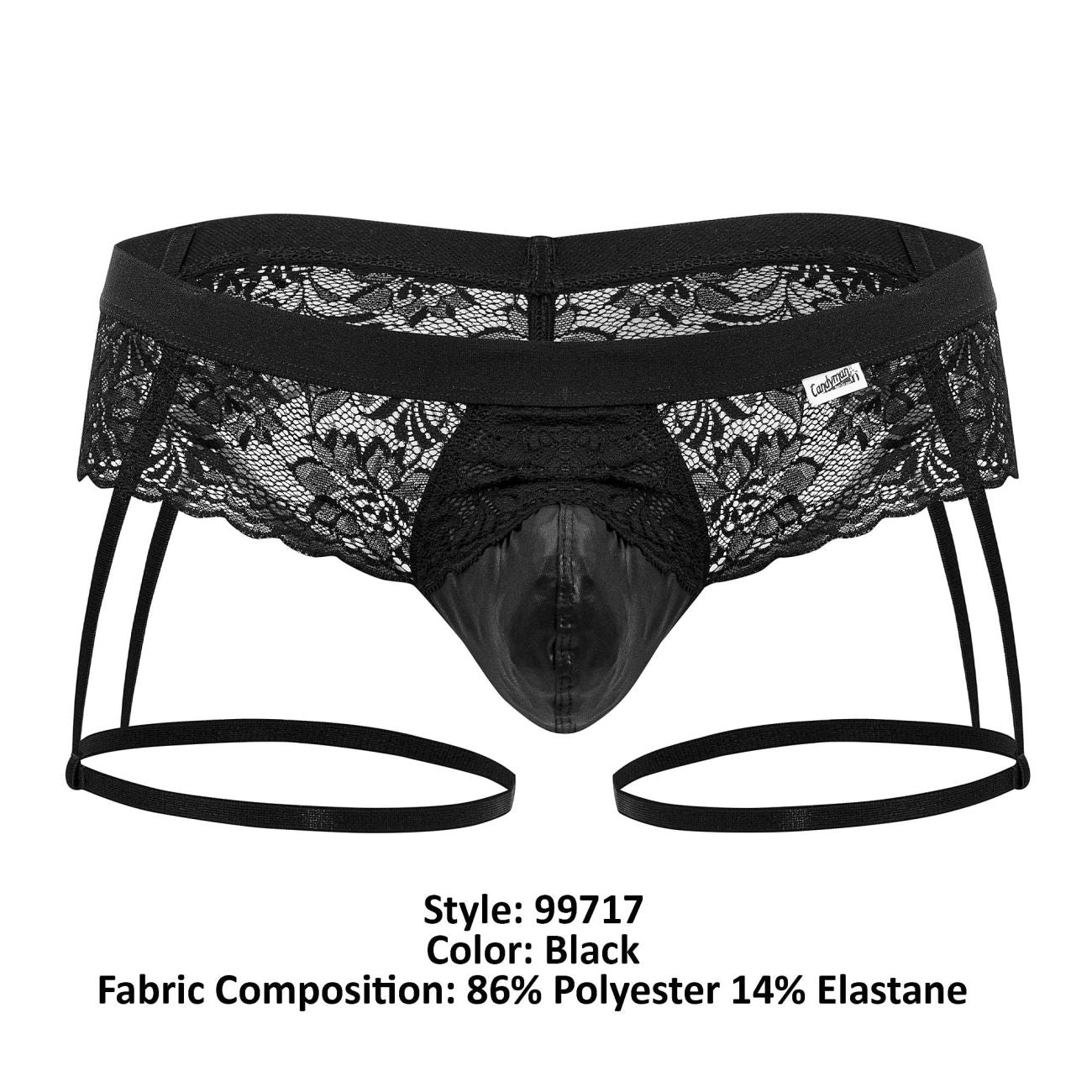 CandyMan 99717 Lace Garter Jockstrap Color Black