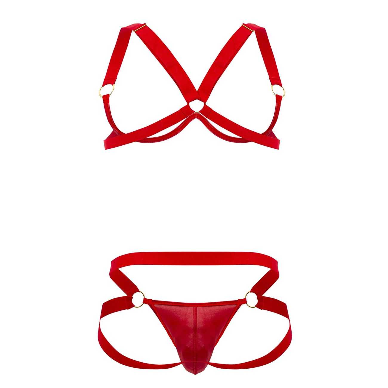 CandyMan 99731 Harness-Bra Two Piece Set Color Red