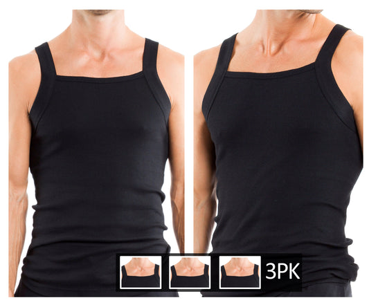 3PK Square Neck Tank Color Black