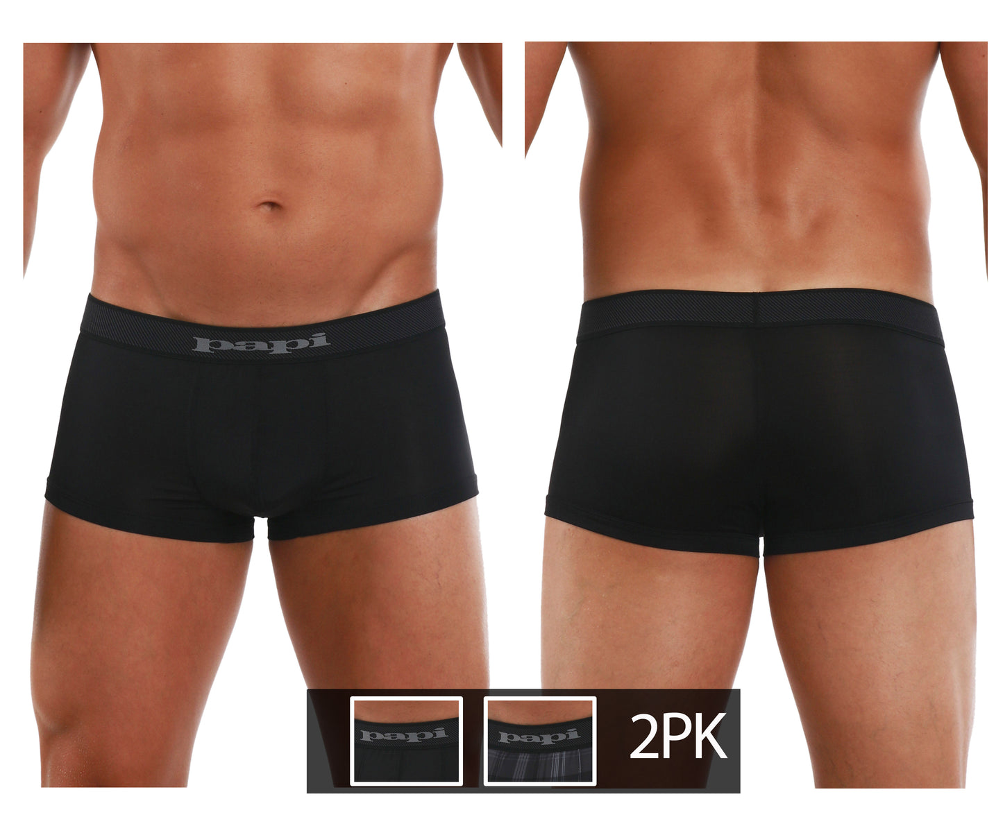 Cool2 2PK Solid-Print Brazilian Trunks Color Black-Gray