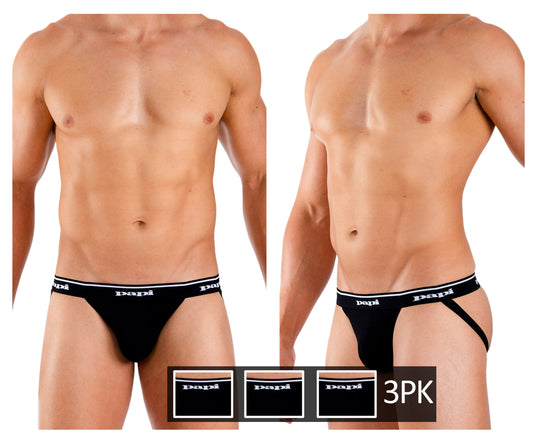 3PK 1X1 Rib Jockstrap Color Black