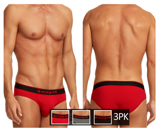 3PK Cotton Stretch Brief Color Red-Gray-Black