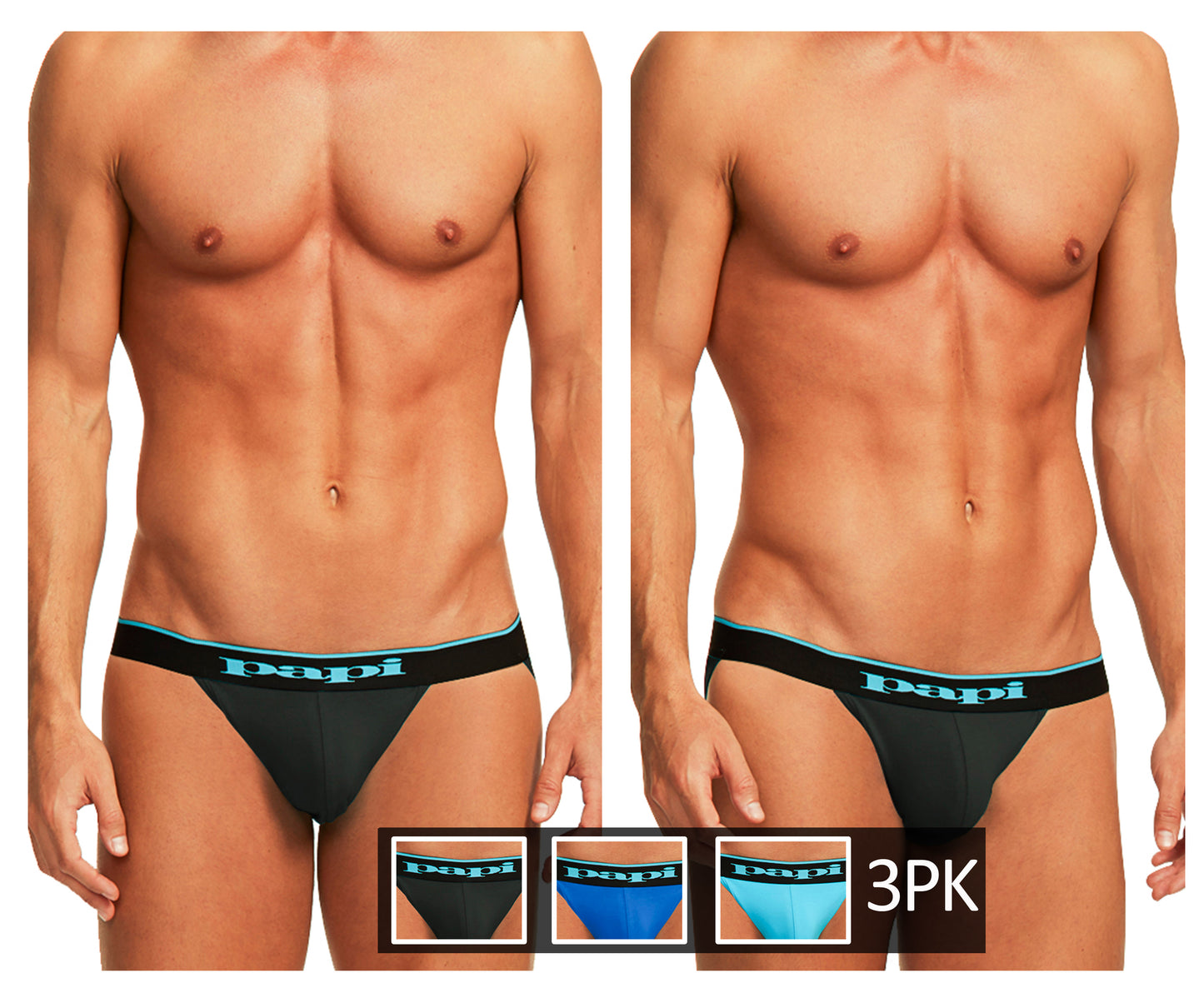 3PK Cotton Stretch Jockstrap Color Black-Cobalt-Blue