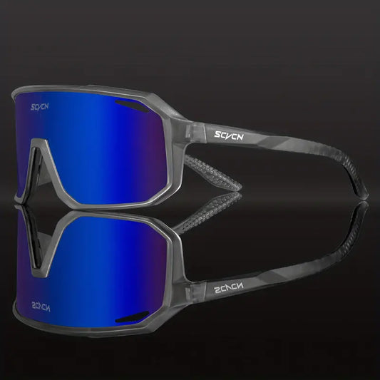 SCVCN Cycling/Sports Glasses - Charcoal Frames - Blue Lens