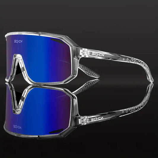 SCVCN Cycling/Sports Glasses - Clear Frames - Blue Lens