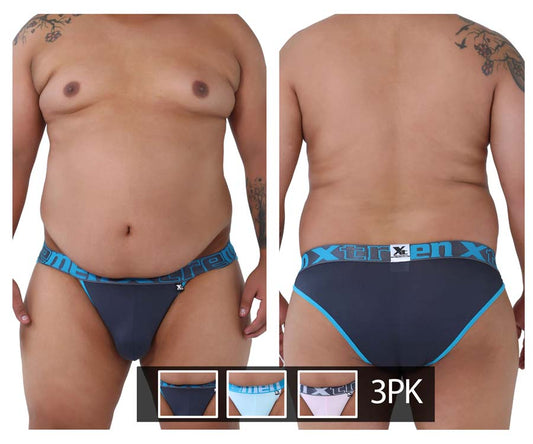 3PK Bikini Color Gray-Blue-Pink (Large Sizes)