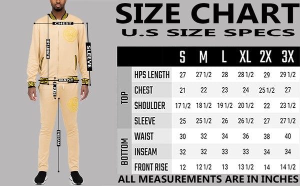 Men's Black and Gold Detail Track Suit - 4 Color Options Up To 3XL