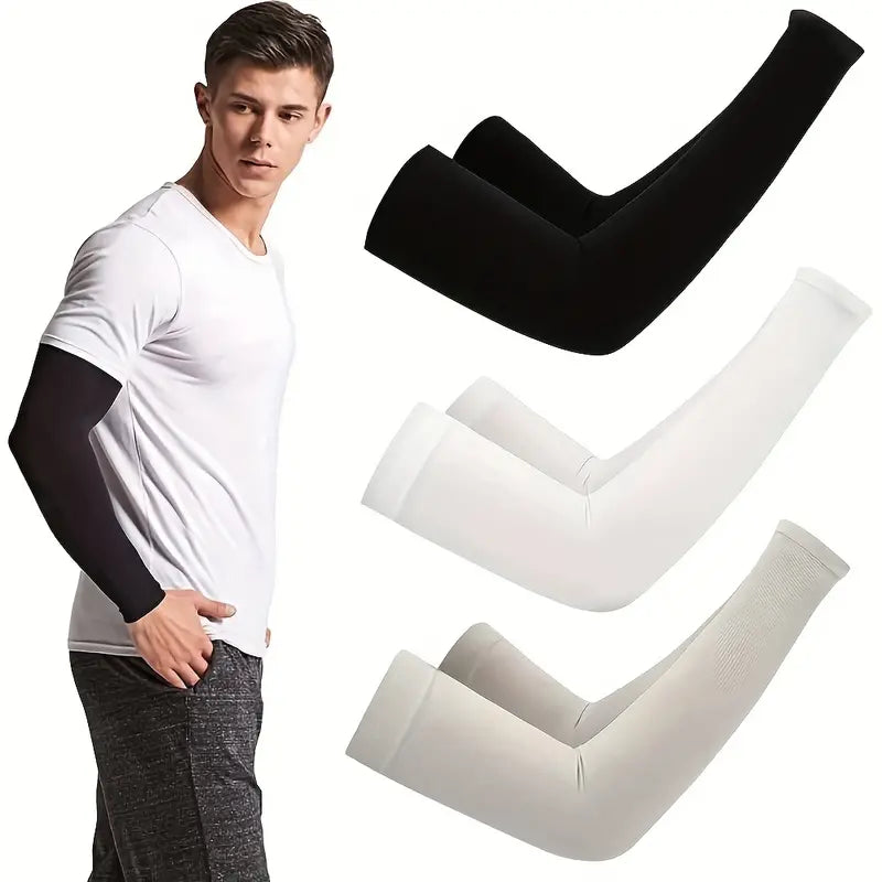 3 pairs Cooling Arm Sleeves - Black, Gray & White