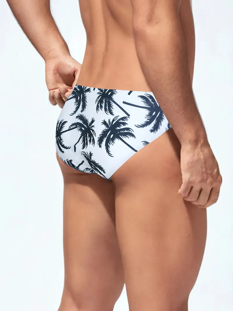 "Palms" Men's Swim Briefs - White/Black