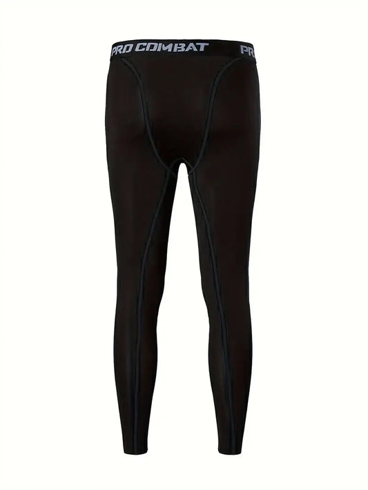 Men's Active High Stretch Breathable Sports Compression Pants-Black